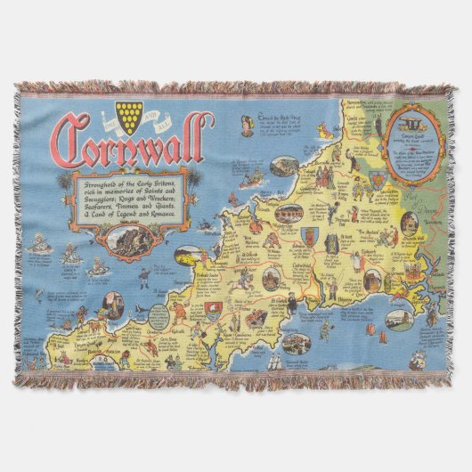 Kaart van Cornwall, Engeland Deken (Voorkant)