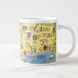 Kaart van Cornwall, Engeland Grote Koffiekop