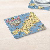 Kaart van Cornwall, Engeland Kartonnen Onderzetters (Schuin)