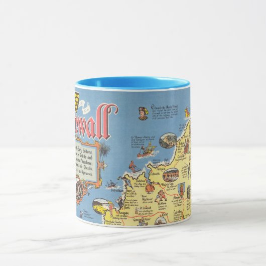 Kaart van Cornwall, Engeland Mok (Midden)