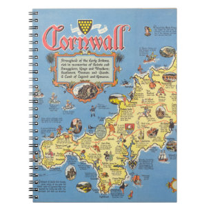 Kaart van Cornwall, Engeland Notitieboek