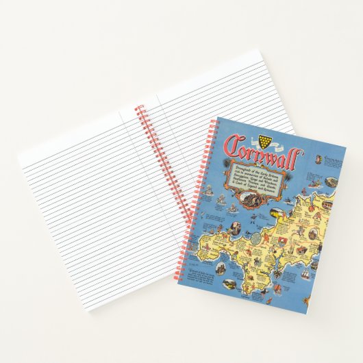 Kaart van Cornwall, Engeland Notitieboek (Binnen)