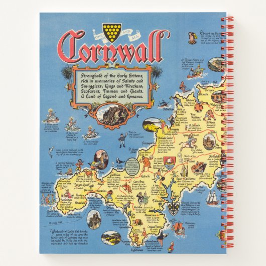 Kaart van Cornwall, Engeland Notitieboek (Achterkant)