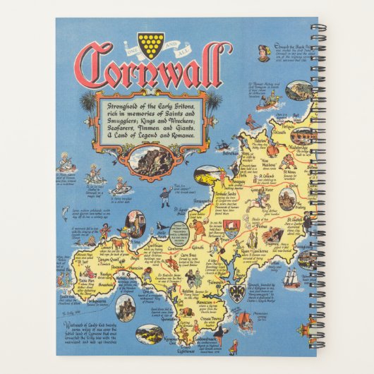 Kaart van Cornwall, Engeland Planner (Achterkant)