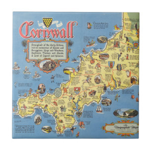 Kaart van Cornwall, Engeland Tegeltje