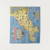 Kaart van Cornwall, Engeland Wandkleed (Voorkant)