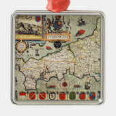 Kaart van Cornwall Metalen Ornament (Voorkant)