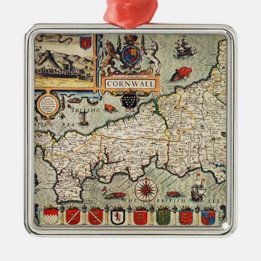 Kaart van Cornwall Metalen Ornament (Voorkant)