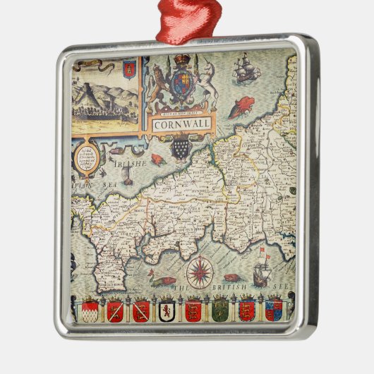 Kaart van Cornwall Metalen Ornament (Links)