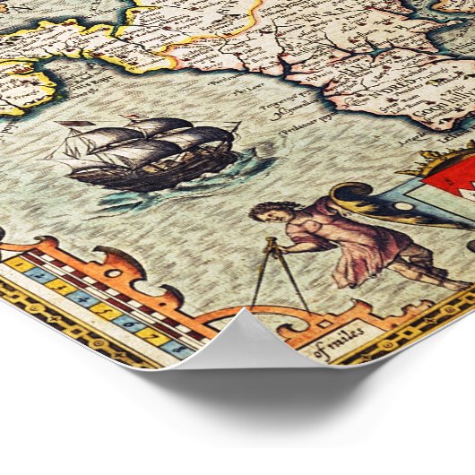 Kaart van Cornwall Poster (Hoek)