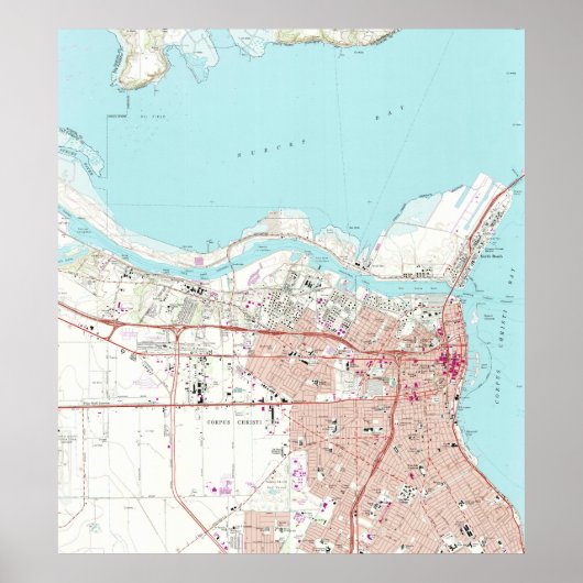  kaart van Corpus Christi Texas (1968) Poster (Voorkant)