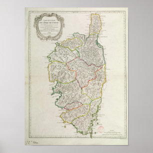 Kaart van Corsica Poster