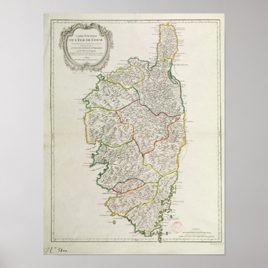 Kaart van Corsica Poster (Voorkant)