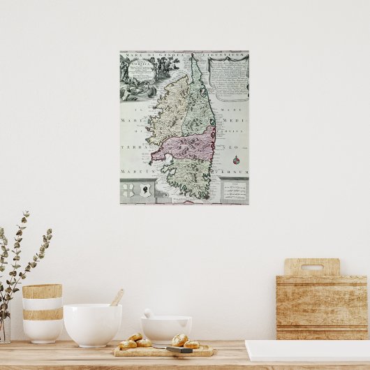 Kaart van Corsica Poster (Keuken)