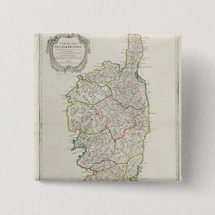 Kaart van Corsica Vierkante Button 5,1 Cm