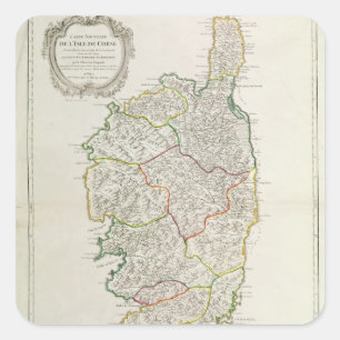 Kaart van Corsica Vierkante Sticker