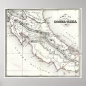 kaart van Costa Rica (1851) Poster (Voorkant)