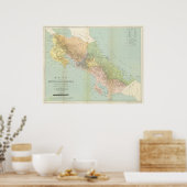  kaart van Costa Rica (1889) Poster (Keuken)