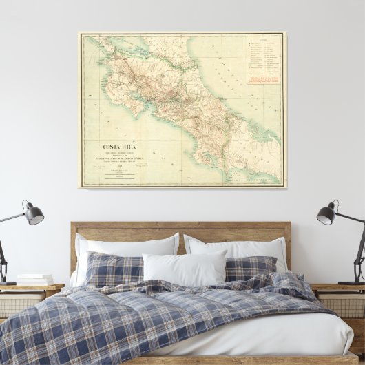 kaart van Costa Rica (1903) Canvas Afdruk (Insitu (Slaapkamer))