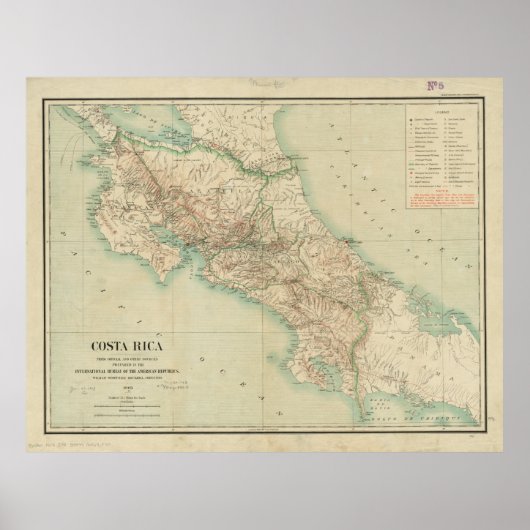  kaart van Costa Rica (1903) Poster (Voorkant)