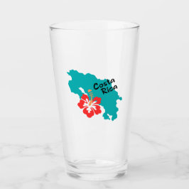 Kaart van Costa Rica met hibiscus in kleur Glas