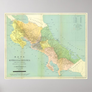  kaart van Costa Rica Poster