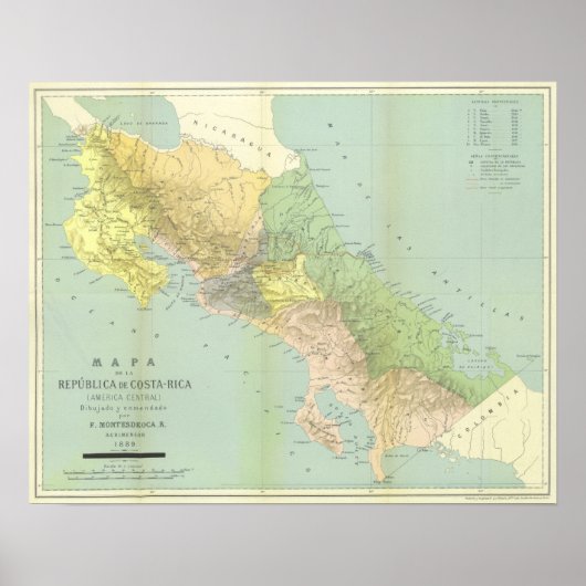  kaart van Costa Rica Poster (Voorkant)