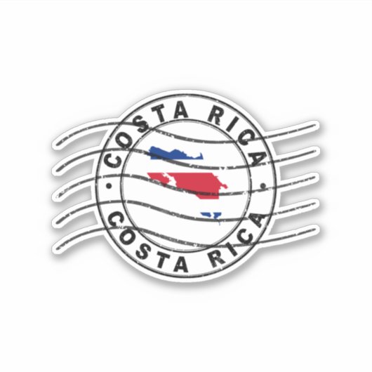 Kaart van Costa Rica, poststempel Sticker (Voorkant)