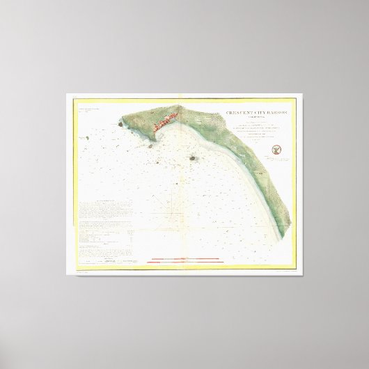  kaart van Crescent City Harbour CA (1859) Canvas Afdruk (Voorkant)