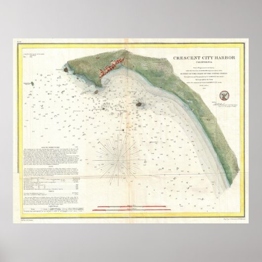  kaart van Crescent City Harbour CA (1859) Poster (Voorkant)