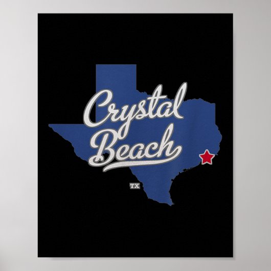 Kaart van Crystal Beach Texas Poster (Voorkant)