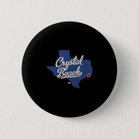 Kaart van Crystal Beach Texas Ronde Button 5,7 Cm (Voorkant)