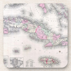  kaart van Cuba (1861) Bier Onderzetter