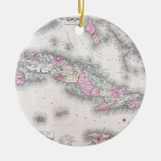 kaart van Cuba (1861) Keramisch Ornament (Voorkant)