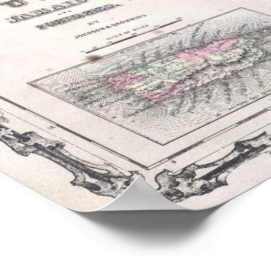 kaart van Cuba (1861) Poster (Hoek)