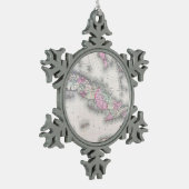  kaart van Cuba (1861) Tin Sneeuwvlok Ornament (Links)