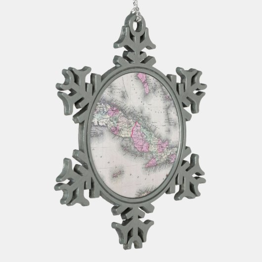  kaart van Cuba (1861) Tin Sneeuwvlok Ornament (Links)