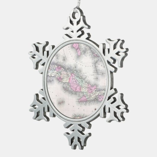  kaart van Cuba (1861) Tin Sneeuwvlok Ornament (Rechts)