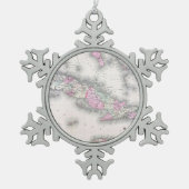  kaart van Cuba (1861) Tin Sneeuwvlok Ornament (Voorkant)