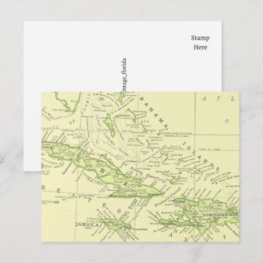  kaart van Cuba, Caribische eilanden & Bahama's (Voorkant / Achterkant)