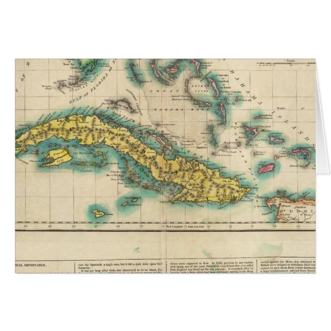 Kaart van Cuba en de Bahama-eilanden (Voorkant Horizontaal)