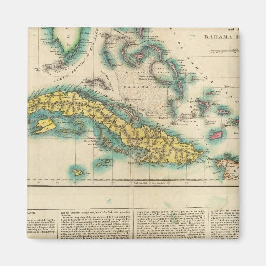 Kaart van Cuba en de Bahama-eilanden Magneet (Voorkant)