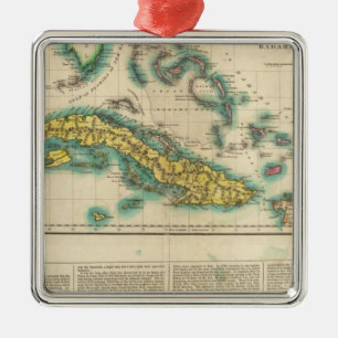 Kaart van Cuba en de Bahama-eilanden Metalen Ornament
