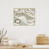  kaart van Cuba en Jamaica (1763) Poster (Keuken)