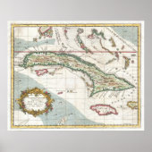  kaart van Cuba en Jamaica (1763) Poster (Voorkant)