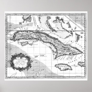 kaart van Cuba en Jamaica (1763) Poster