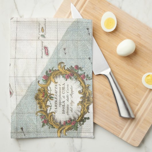  kaart van Cuba en Jamaica (1763) Theedoek (Quarter Fold)