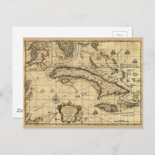 Kaart van Cuba en omringende Zeeen (1762) (Voorkant / Achterkant)