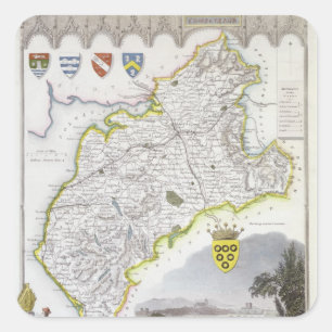 Kaart van Cumberland, uit 'Moule's English Vierkante Sticker