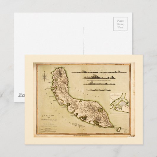 Kaart van Curaçao, Kleine Antillen (1794) (Voorkant / Achterkant)